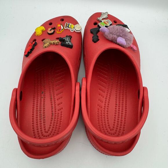 Crocs Classic Clog Red Size W9 M7 with Rare Jibbitz Charms Custom Decorated - Picture 8 of 10